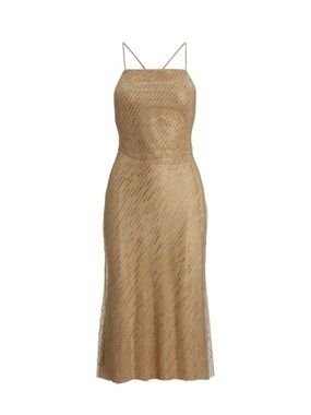 Ralph Lauren Purple Label Metallic Gold Midi Slip Dress